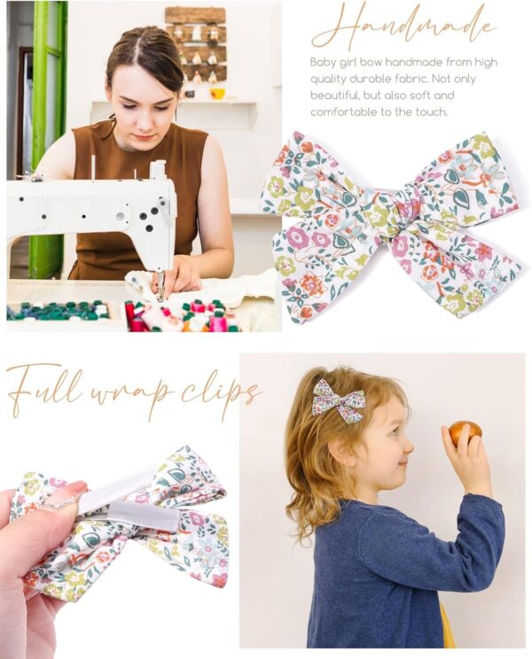 20PCS 3.6 Inches Baby Girls Linen Hair Bows Clips 10 Colors Fully Lined Hair Barrettes Accessories for Babies Infant Toddlers Kids in Pairs - Image 3