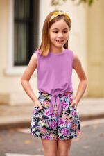 Arshiner Girls Tank Tops with Shorts Set Kids Summer Clothing Sets Casual Fashion Sleeveless T-shirts Outfits for Girls - Image 4