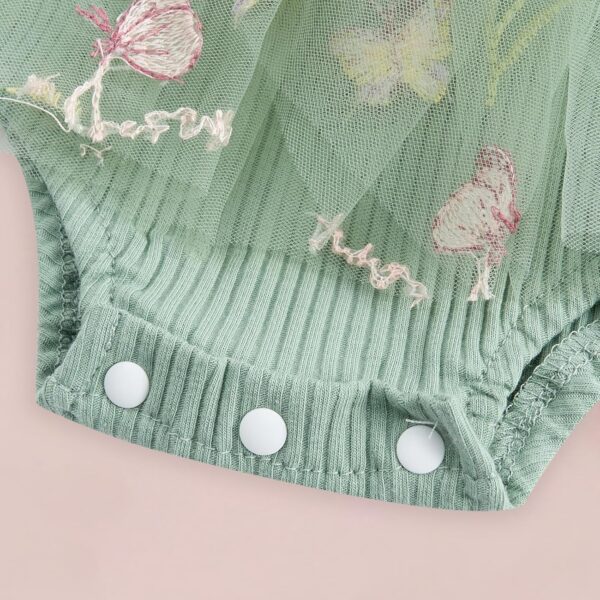 JiAmy Baby Girl Clothes Newborn Floral Embroidery Mesh Tulle Romper Toddler Ruffle Short Sleeve Bodysuit Spring Summer Baby Girl Dress for 0-24 Months - Image 5