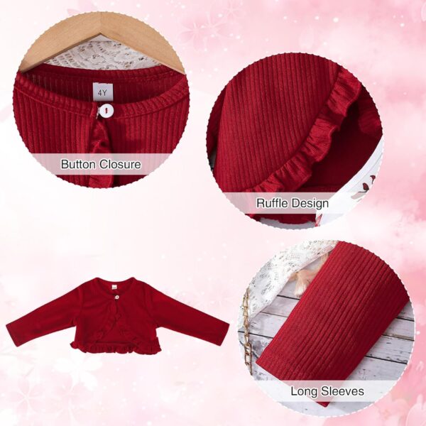 Kunyeah Toddler Girls Dress with Cardigan Set Little Girl Floral Sleeveless Dress Ruffle Coat Baby Long Sleeve Outfit - Image 4