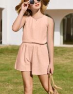 Arshiner Girls Toddler Summer Outfits Clothing Sets Short Casual Fashion Solid Color Tank Top and Shorts Sets Kids 2 Piece Clothing Set Beach Outfits 5-13 Years - Image 6