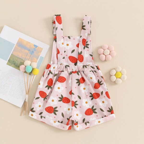 Toddler Kids Baby Girl Floral Overalls Shorts with Pocket Suspender Trousers Summer Clothing Outfits - Image 3