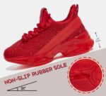 Lucky Step Girls Rhinestone Slip On Sneakers Kids Sparkly Lightweight Tennis School Knit Jelly Sole Glitter Walking Shoes Toddler - Image 4