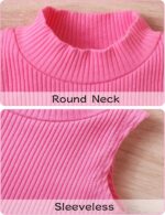 Panegy Girls Two Piece Outfit Ribbed Sleeveless Tank Crop Top Washed Ripped Jeans Solid Vest Elastic Waist Denim Pants - Image 3