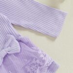 Geagodelia Toddler Baby Girl Fall Winter Outfits Ruffled Long Sleeve Lace/Striped/Polka Dot Print Sweatshirt Ribbed Shirts Top with Long Pants 2Pcs Clothing Set for Little Girls - Image 5