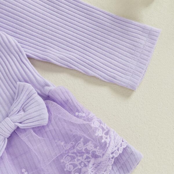 Geagodelia Toddler Baby Girl Fall Winter Outfits Ruffled Long Sleeve Lace/Striped/Polka Dot Print Sweatshirt Ribbed Shirts Top with Long Pants 2Pcs Clothing Set for Little Girls - Image 5