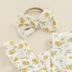 Baby Girl Summer Outfit Strawberry/Cherry/Lemon Smocked Tunic Tops Ruffle Bloomer Shorts Headband Cute 3Pcs Newborn Coming Home Summer Clothes 0-18M - Image 5