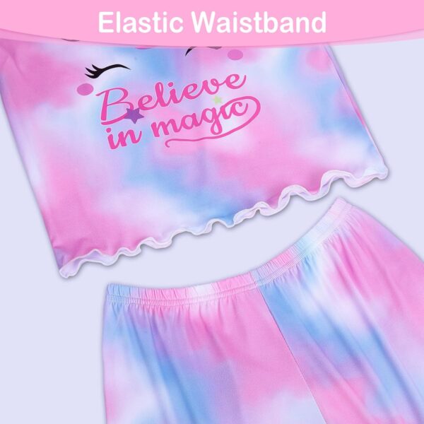 MHJY Girls Pyjamas Ruffled Short Sleeve PJs Sets Unicorn Pajamas 2 Pcs Shirt and Shorts Casual Girls' Nightwear Sleepwear Clothes - Image 4