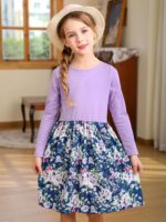 BONNY BILLY Girls Kids Long Sleeve Autumn Winter Casual Floral Jersey Dress - Image 2