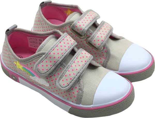 GladRags Younger Girls Canvas Trainers, Pumps, Plimsolls with Hook & Loop Strap, Infant Size 5-12 - Image 2