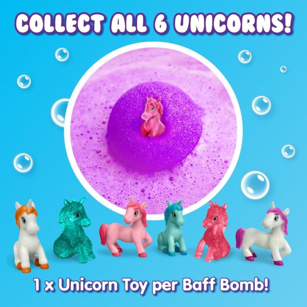 Zimpli Kids Large Unicorn Surprise Bath Bomb, 6 Surprise Unicorn Toys to Collect in Total, One Per Bath Bomb, Children's Collectable Bath Toy, Stocking Filler Toy, Xmas Present for Boys & Girls - Image 2