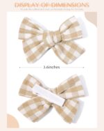 20PCS 3.6 Inches Baby Girls Linen Hair Bows Clips 10 Colors Fully Lined Hair Barrettes Accessories for Babies Infant Toddlers Kids in Pairs - Image 2