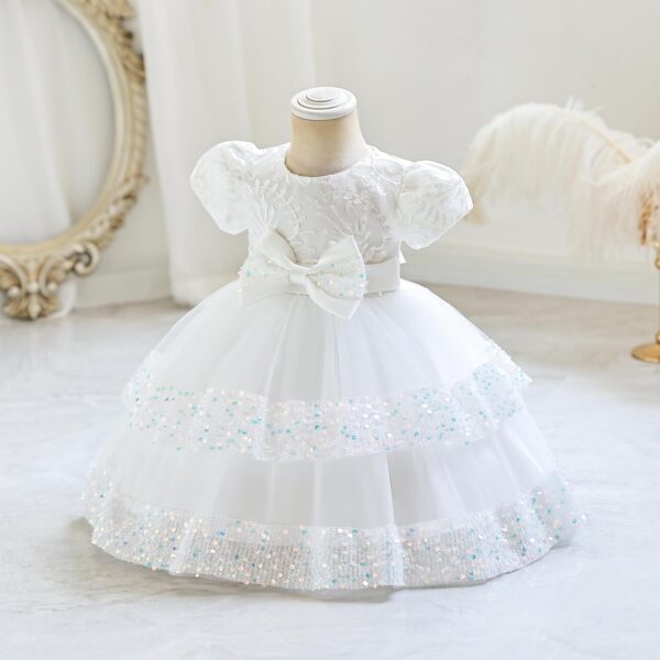Belovecol Baby Girls Sequin Dress Bowknot Tulle Embroidery Dresses Toddler Formal Baptism Dresses 12M to 5T - Image 2