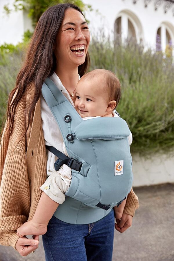 Ergobaby Adapt Baby Carrier for Newborns from Birth, 3 Positions, SoftTouch Cotton, Ergonomic Baby Belly Carrier, Back Carrier, Baby Carrier, Slate Blue - Image 2