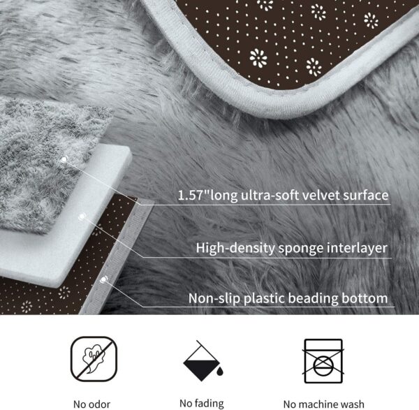 Calore Area Rugs Fluffy Living Room Rugs 80x120cm, Shaggy Area Rug Bedroom Carpet Large Rug Soft Kids Room Rugs Comfortable Floor Mat for Home Decor (Grey White, 80 x 120 cm) - Image 6