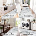 Homcomodar Abstract Runner Rug for Hallway 65x180cm Modern Kitchen Rug Washable Non Slip Floor Carpet Runner Faux Wool Carpet Grey for Bedroom Laundry Besides - Image 3