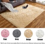 Ceneco Rugs Living Room,Beige Rugs for Bedroom,Small Fluffy Rug,Washable Non-Slip High Pile Soft Carpet,Shaggy Bedroom Mat(Beige, 80x120 cm) - Image 2