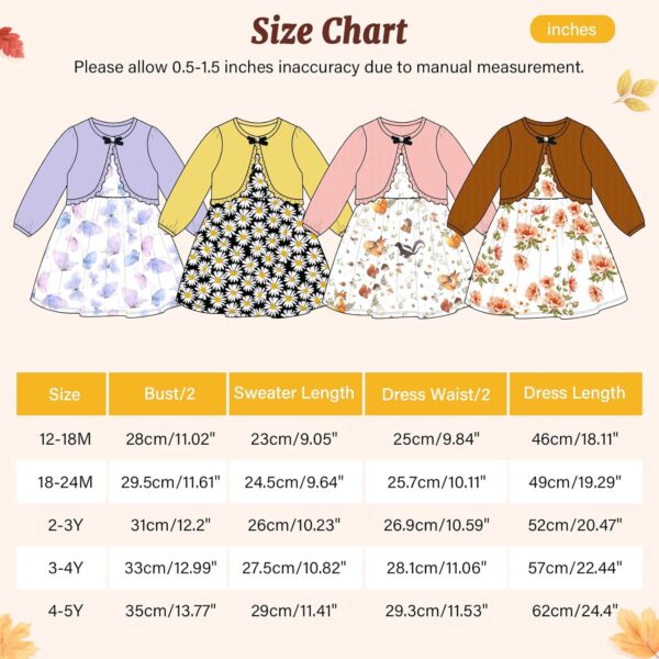 Baby Girl Dress With Cardigan Clothes Set Toddler Girls Long Sleeve Bow Button Cardigan + Sundress Suit Kids Knitted Cropped Sweaters Tops Dress 2 Piece Outfits 1-5 Years - Image 4