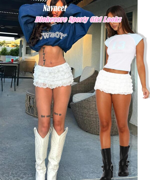 Navneet Women Bloomer Lace Booty Shorts Y2K Ruffle Shorts Sexy Boy Short Micro Mini Short Coquette Clothes Festival Outfits - Image 3