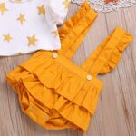 De feuilles Baby Girls Ruffle Peter Pan Collar Long Sleeve Shirt Tops with Strap Romper Jumpsuit Bloomers Shorts 2pcs Outfits Set - Image 7