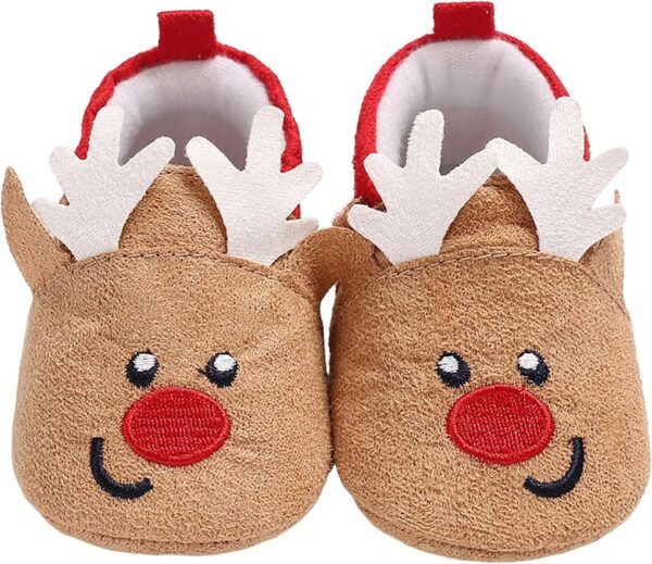 Christmas Shoes for Baby and Toddler Boys Ankle Boots Booties Winter Warm Boots Santa Reindeer Snowflakes Barefoot Feel Sizes 0-24 Months Footwear - Image 2