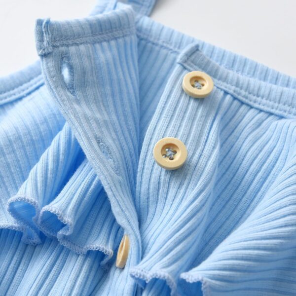 Toddler Baby Girl Clothes Ruffle Suspender Solid Color Bow Shorts Outfit Sets - Image 4