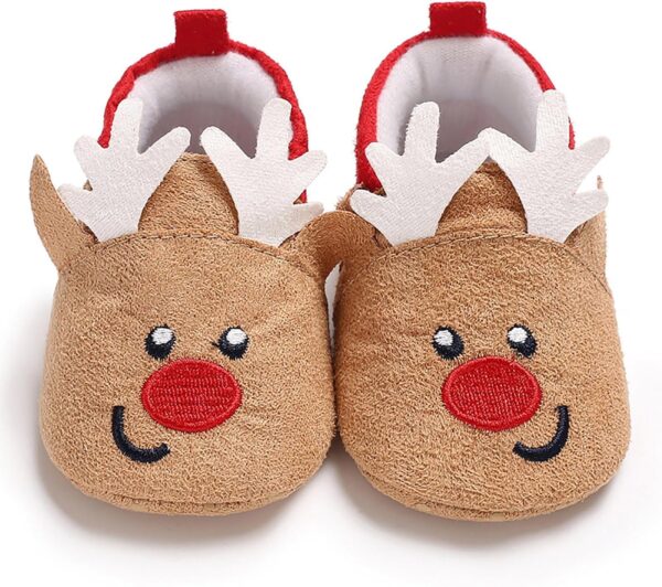 Christmas Shoes for Baby and Toddler Boys Ankle Boots Booties Winter Warm Boots Santa Reindeer Snowflakes Barefoot Feel Sizes 0-24 Months Footwear - Image 3