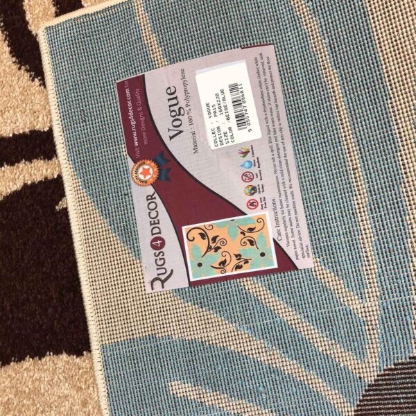 Rugs4sale Vogue Beige 1.4cm Thick Pile Modern Area Rug Living Room, Bedroom, Office And Home Decor l Ideal For Kids Room, Dining Hall, Indoor/Outdoor Carpet Mat (Beige/Blue-120x170cm) - Image 4