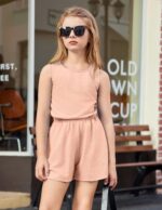 Arshiner Girls Toddler Summer Outfits Clothing Sets Short Casual Fashion Solid Color Tank Top and Shorts Sets Kids 2 Piece Clothing Set Beach Outfits 5-13 Years - Image 3