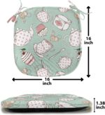Ambesonne Tea Party Chair Seating Cushion Set of 12, Polka Dots on Teapots and Cups Cupcake with Cherry on Top Teabag English, Anti-Slip Seat Padding for Kitchen & Patio, 16"x16", Almond Green Coral - Image 7