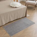 Short Pile Carpet, Area Rugs Machine Washable Room Rug Anti-Slip Rug, Soft Carpets Bedside Rugs for Bedrooms(Grey,60x120 cm) - Image 6