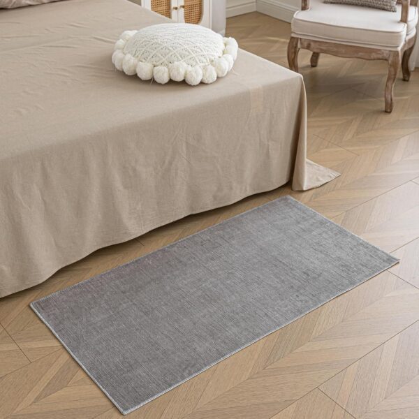 Short Pile Carpet, Area Rugs Machine Washable Room Rug Anti-Slip Rug, Soft Carpets Bedside Rugs for Bedrooms(Grey,60x120 cm) - Image 6