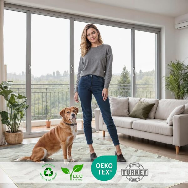 Arty Rugs Machine Washable Rug, 122x170cm, 75% Recycled Cotton, Short Pile, Non-Slip Backing, Non-Shedding, Area Rugs for Living Room, Bedroom, Kitchen, Hallway, Office, Antique Beige - Image 6