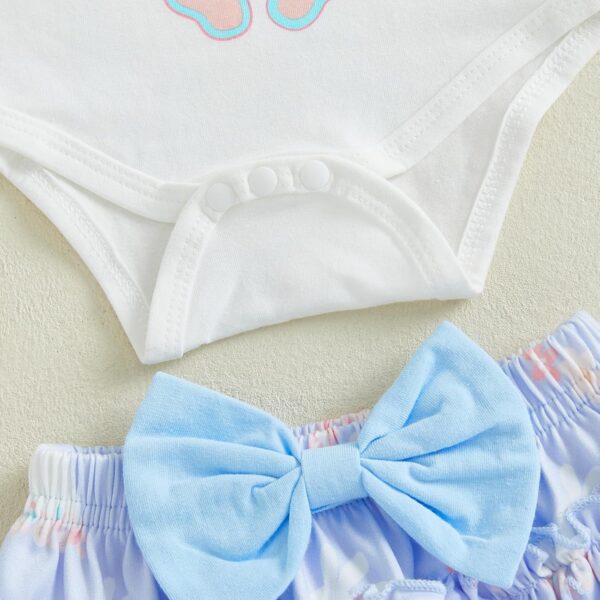 Qianderer Newborn Baby Girl Easter Outfit Bunny Clothes Long Sleeve Romper+Bloomers Tutu Skirt+Socks+Headband 4Pcs - Image 6