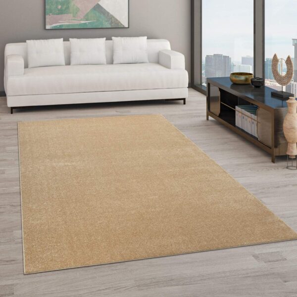 Paco Home Living Room Rug Plain Simple And Modern Short-Pile, Various Sizes and colours, Size:160x220 cm, Colour:Gold - Image 2