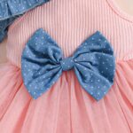 Yanmucy Toddler Baby Girls Dress With Puffy Sleeves Denim Blue Jacket Set 2PCS Little Girls Sleeveless Tulle Tutu Dress Short Sleeve Polka Dot Ruffle Coat Top Outfits - Image 5