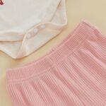 Baby Girl Summer Clothes Western Cowgirl Outfits Letter Print Short Sleeve Romper Flared Pant Bell-Bottom Bow Headband 3 Piece Set - Image 5