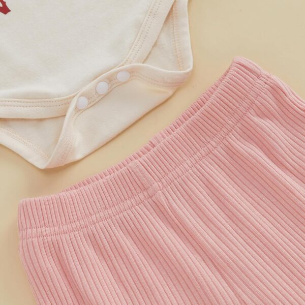 Baby Girl Summer Clothes Western Cowgirl Outfits Letter Print Short Sleeve Romper Flared Pant Bell-Bottom Bow Headband 3 Piece Set - Image 5