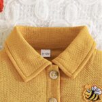 Yanmucy Toddler Baby Girls Dress and Coat Set 2PCS Honeybee Print Tutu Dresses Long Sleeve Lapel Cardigan Baby Girl Clothes Outfits - Image 4