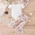 Baby Girl Clothes Set Spaghetti Strap Romper ＋ Flared Pants ＋ Headband Boho Summer Outfit Newborn - Image 2