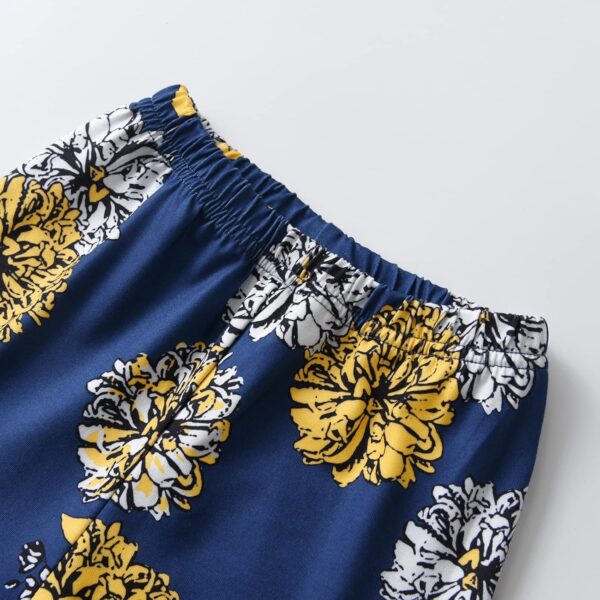 Toddler Baby Girl Clothes Solid Color Short Sleeve Ruffle Tops Flower Pants Outfits Sets - Image 6