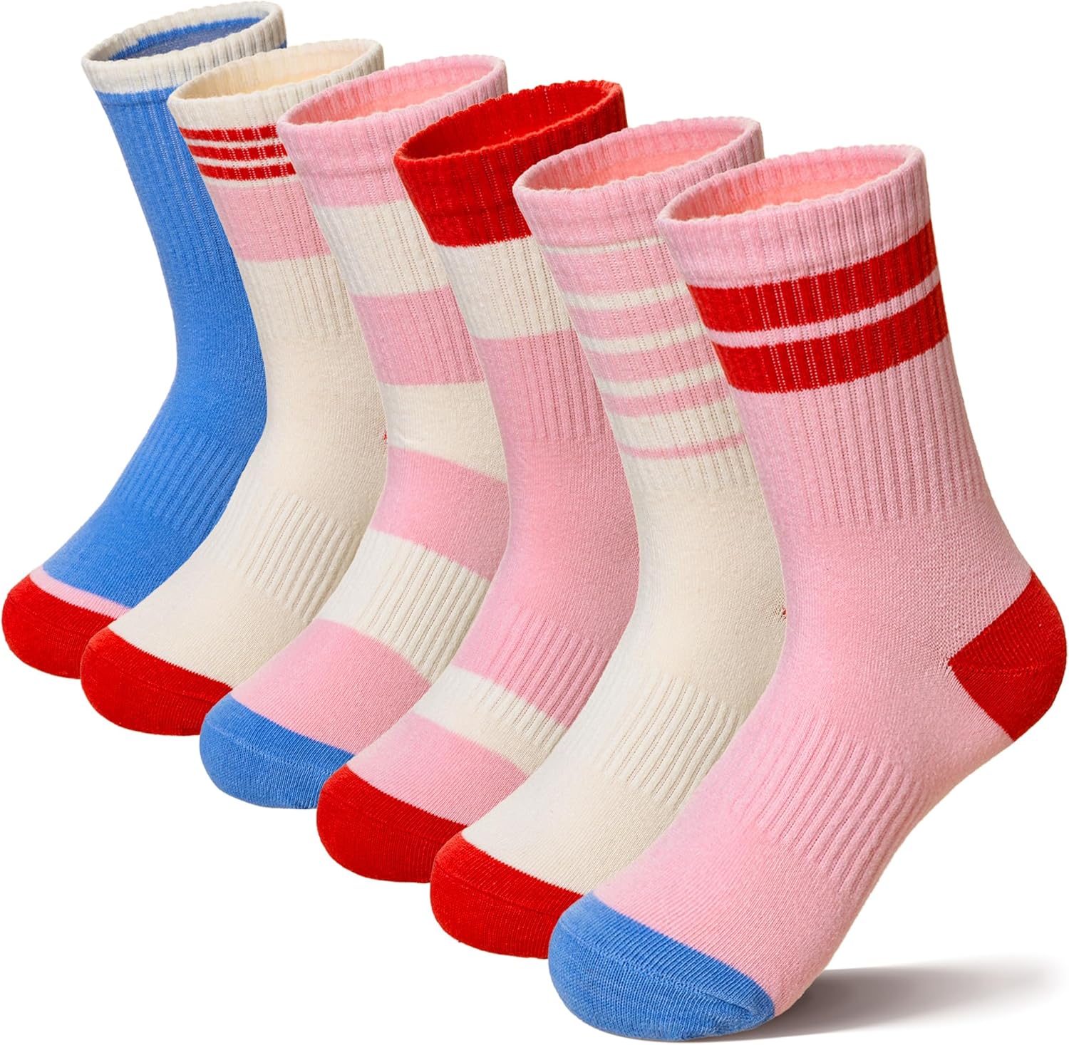 81O2EMeSBsL._AC_SL1500_.jpg SEEYAN Girls Socks Kids Athletic Crew Sport Cotton Trainer Breathable Calf Softs Socks 6 Pairs - Image 1