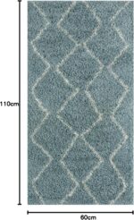 THE RUGS Modern Moroccan Design Living Room and Bedroom Rugs, Non-Shedding & Easy Care (Boho Duck Egg Blue/Ivory, 60x110 cm) - Image 2