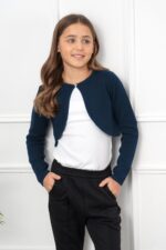 Girls Long Sleeve Cardigan Childrens Kids Bolero Shrug - Image 3