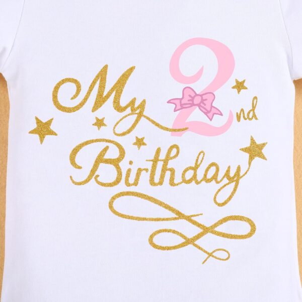 IBTOM CASTLE My 1/2 /1st /2nd/3rd Birthday Outfits for Baby Girl Bodysuit Romper/T-Shirt+Polka Dot Tulle Tutu Skirt +Socks+Bowknot Headband 4pcs Formal Princess Cake Smash Party Baptism Dress - Image 5