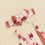 Baby Girl Clothes Floral Print Sleeveless Romper Ruffle Bloomer Shorts Headband Set Infant Summer Outfits - Image 3