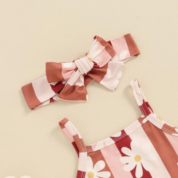 Baby Girl Clothes Floral Print Sleeveless Romper Ruffle Bloomer Shorts Headband Set Infant Summer Outfits - Image 3