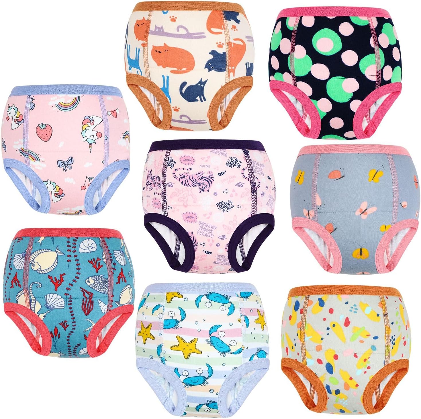 81OqSedORsL._AC_SL1500_.jpg Potty Training Pants Organic Cotton | Absorbent Girls Training Pants | Reusable Potty Underwear Girls | 8 Packs, Summer Party, 2 Years - Image 1