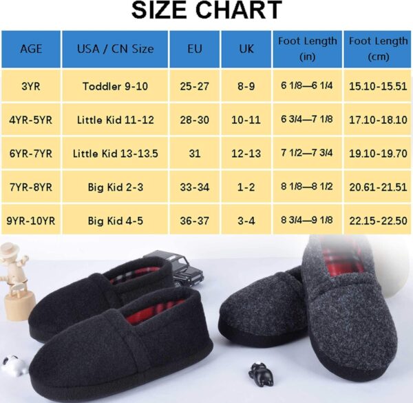 festooning Kids Boys Comfy Warm Indoor House Slippers Fleece Memory Foam Shoes - Image 6