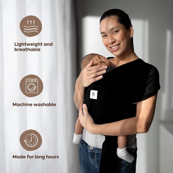 ELDOMA Black Baby Wrap Carrier - Lightweight, Breathable Baby Sling, Hands Free Baby Carrier Sling, Baby Carriers for Newborn, Infant - Image 5